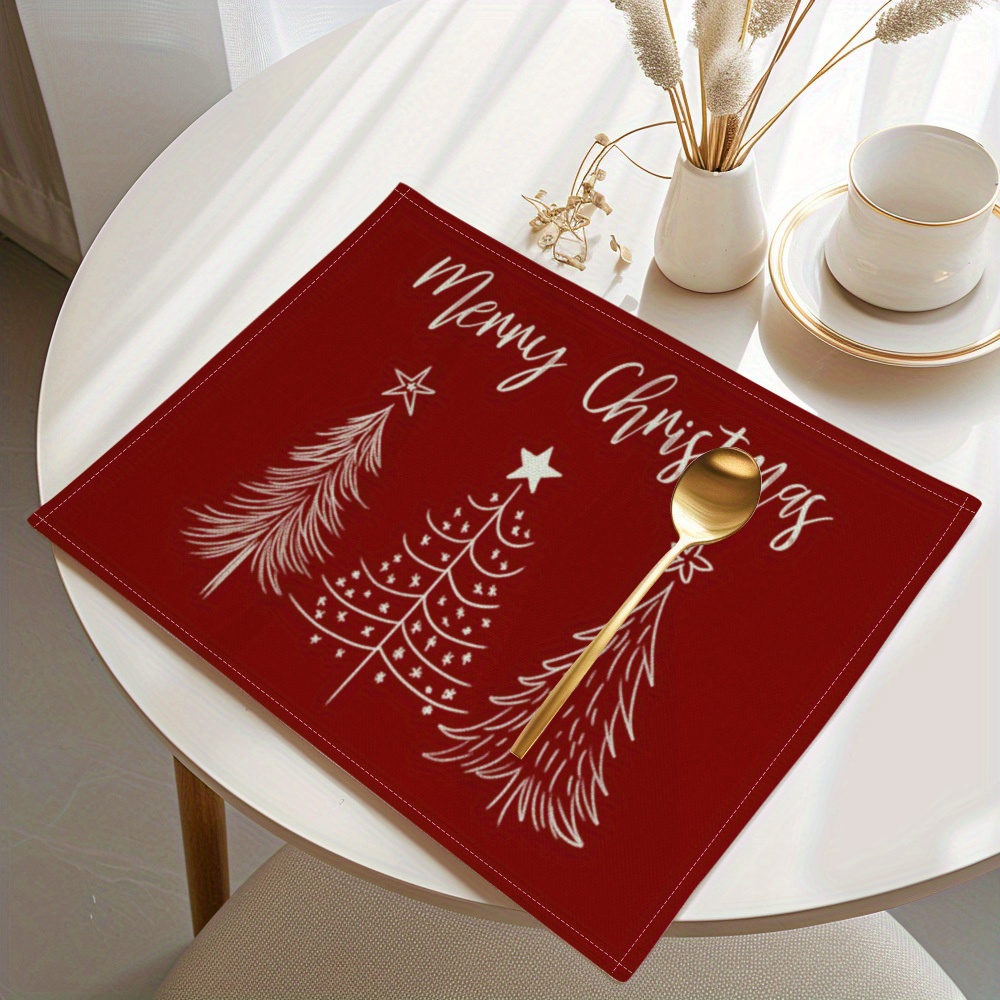 Christmas Table Runner - Minimalist Red Background White Simple Christmas