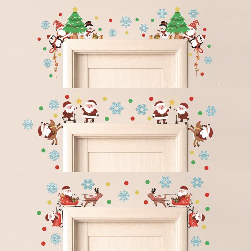 Snowflake Window Decal - 3Pcs Xmas Window Decals Santa Snowflake