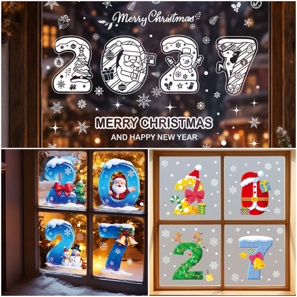 Snowflake Window Decal - Electrostatic Merry Christmas Window Stickers Snowflake