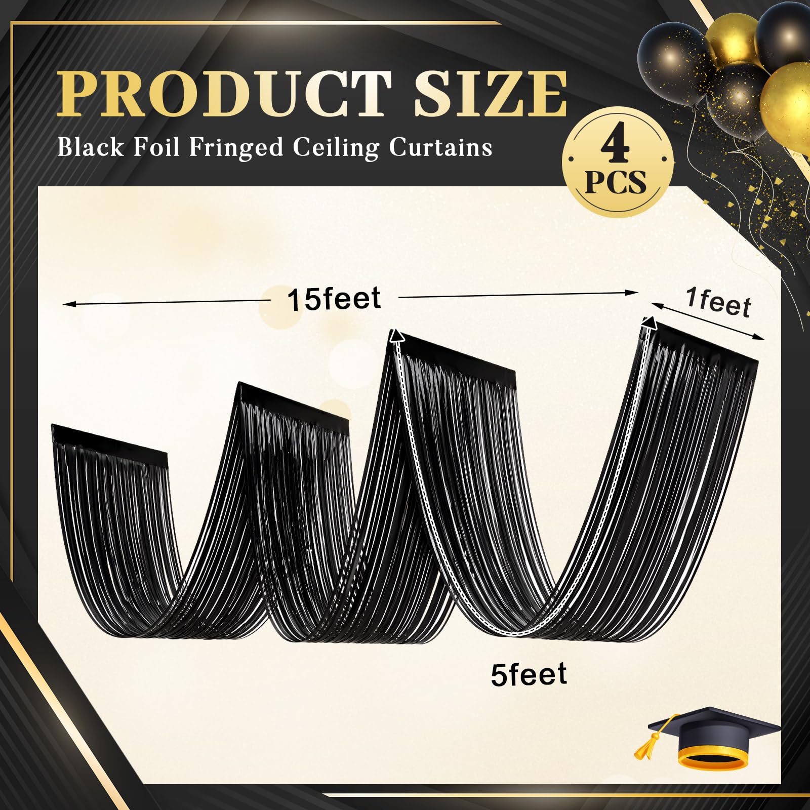 4 PCS Black Tinsel Fringe Ceil - đánh giá và giá Tinsel Garland Decoration