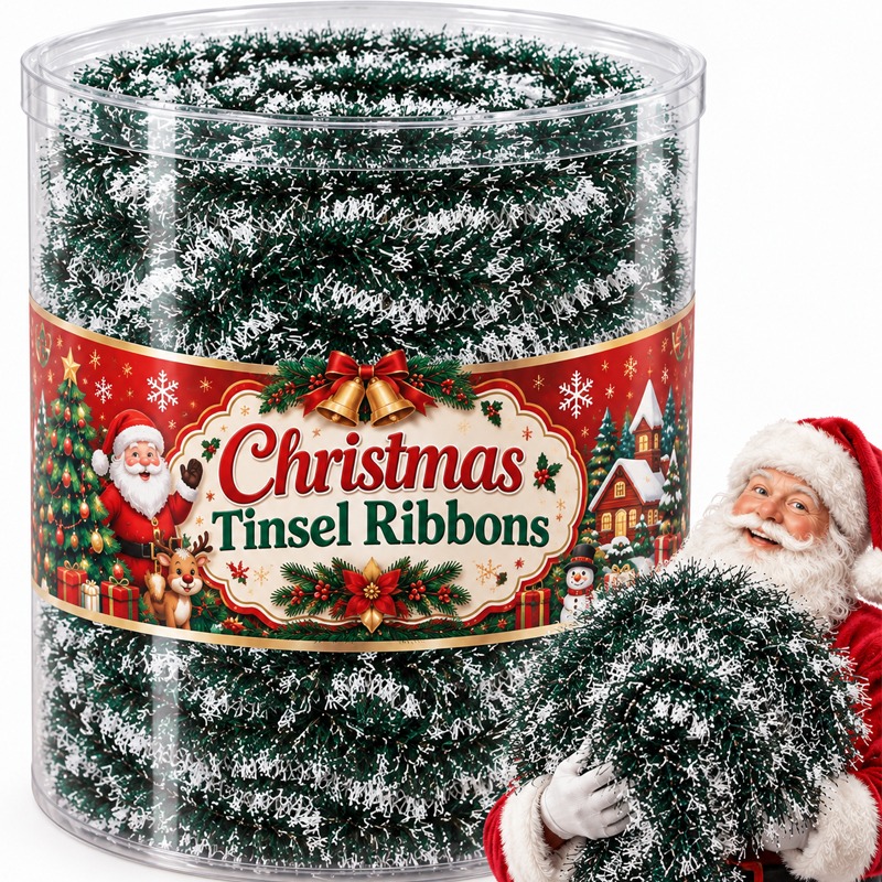 Christmas Tinsel Ribbons Green - đánh giá và giá Tinsel Garland Decoration