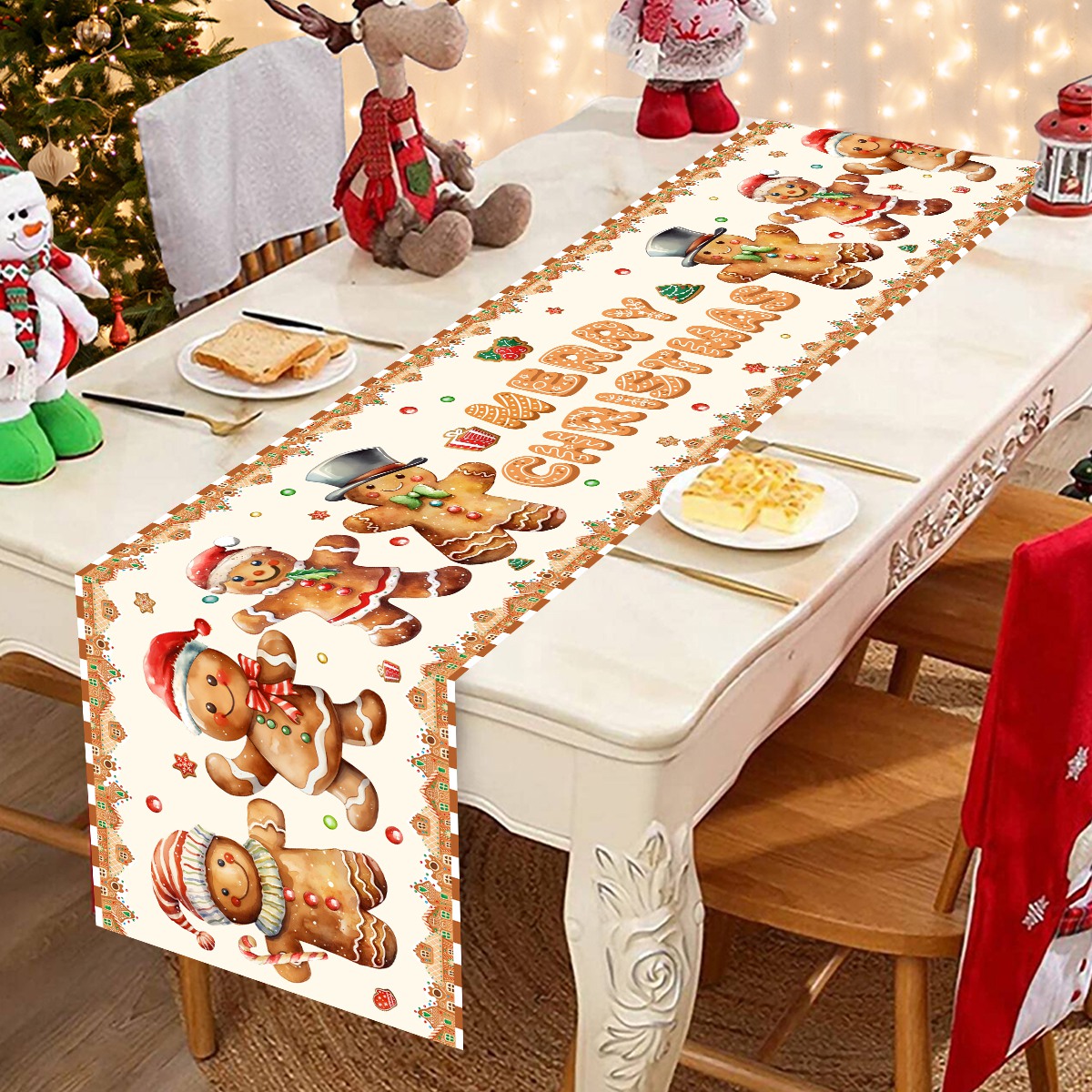 Christmas Santa Clause Polyest - đánh giá và giá Christmas Table Runner