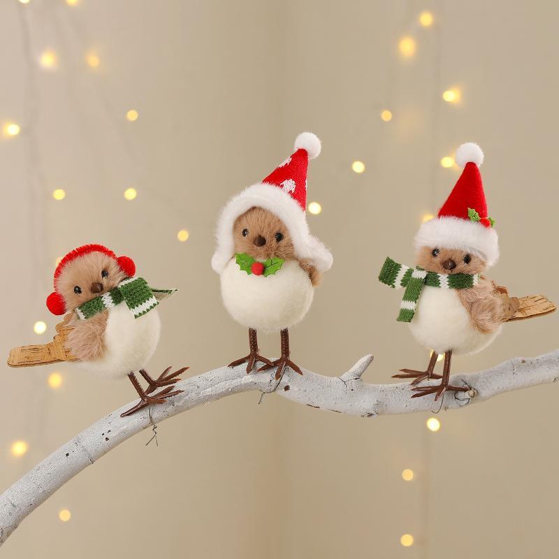 Christmas Plush Bird Ornaments - đánh giá và giá Santa Hat Plush